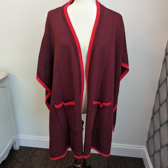 Ann Taylor Tipped Pocket Open Poncho - Picture 8 of 9